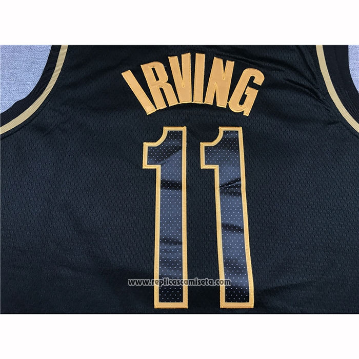 Camiseta Golden Edition Brooklyn Nets Kyrie Irving #11 Negro